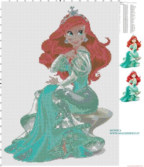 Ariel Mermaid Cross Stitch, Modele Pixel Art, Free Cross Stitch Patterns, Patterns Simple, Disney Cross Stitch Patterns, Cross Stitch Boards, 8bit Art, Stitch Cartoon, Pola Kristik