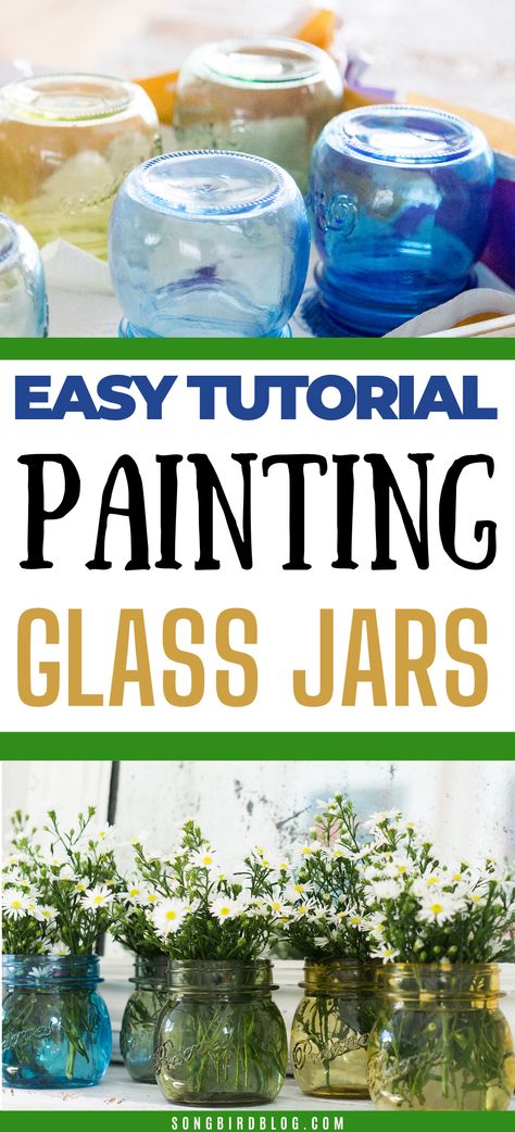 Diy Color Glass Jars, Colored Glassware Diy, Mason Jar Stained Glass Diy, How To Stain Glass Vases, How To Make Colored Glass Jars, Dye Glass Jars, How To Color Glass Vases, Tinting Glass Jars Diy, How To Paint Inside Of Mason Jars