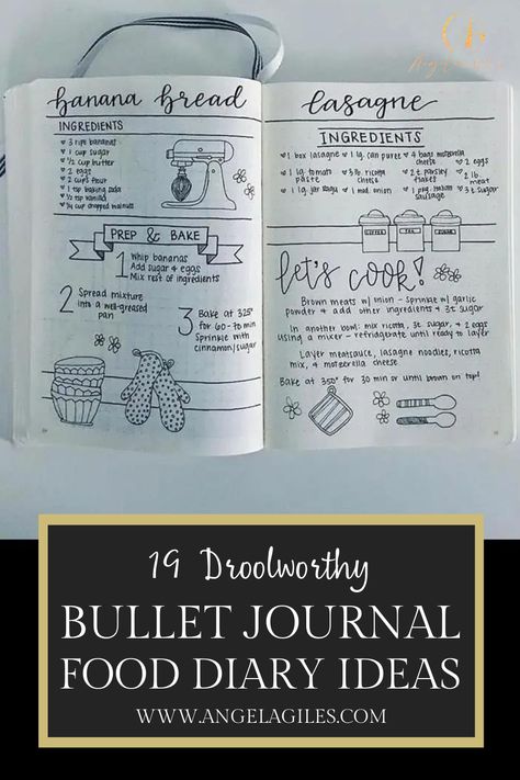 Discover the amazing potential of creating your own bullet journal for organizing recipes and meal planners. Bullet journal spreads are not limited to habit trackers and to-do lists. They are also perfect for planning meals and collecting your favorite recipes. While you can simply print them out, opting for a BuJo adds a touch of creativity and personal flair. Unleash your creativity and personality by learning how to craft your own bullet journal food diary today! Dot Journal Recipe Book, Kitchen Journal Ideas, Favorite Meals List, Bullet Journal Food Tracking, Cooking Journal Ideas, Bullet Journal Recipes Layout, Recipes Journal Ideas, Food Diary Bullet Journal, Meal Tracker Bullet Journal