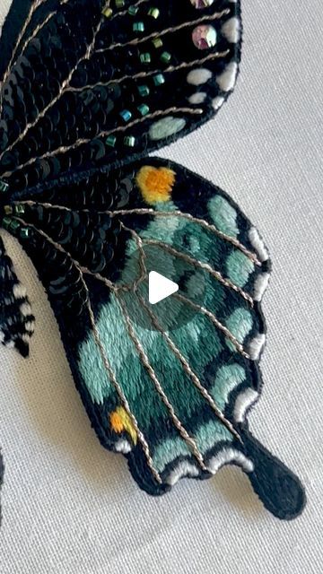 Kate • Hand Embroidery Artist on Instagram: "A quick peak behind the scenes making the Spicebush Swallowtail Butterfly stumpwork embroidery pattern.   Have you stitched this pattern? What’s your favorite part of the design?  🦋Is it the thread painting? 🦋The bead embroidery?  🦋Or perhaps it’s the 3D wings? Let me know in a comment below!  #threadpainting #swallowtailbutterfly #beadembroidery #stumpworkembroidery #handembroidery #hoopart #hoopartembroidery #embroideryart #spicebushswallowtail" 3d Butterfly Embroidery, Spicebush Swallowtail Butterfly, Spicebush Swallowtail, 3d Wings, Bugs Embroidery, Stumpwork Embroidery, Memorial Beads, Swallowtail Butterfly, Butterfly Embroidery