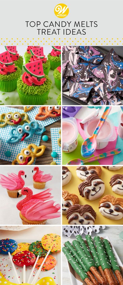 Candy Melts Cake Decorating, Things To Do With Melted Chocolate, Wilton Candy Melts Ideas, Meltables Ideas, Candy Melt Ideas, Candy Melts Ideas, Candy Melts Recipe, Candy Molds Recipes, Cake Puck