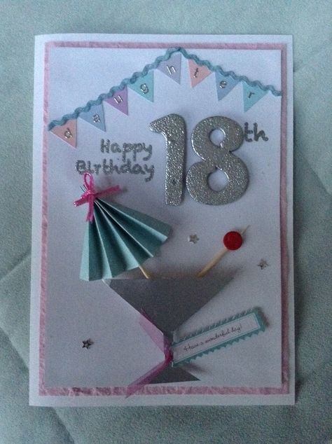 18th birthday card Handmade 21st Birthday Cards For Females, 18th Birthday Gift Card Ideas, Female 18th Birthday Cards, 18th Card Ideas, 18th Birthday Cards Handmade, 18th Birthday Cards Diy, 18th Birthday Cards For Girls Handmade, 18th Birthday Card Ideas Handmade, 21st Birthday Cards Female Handmade