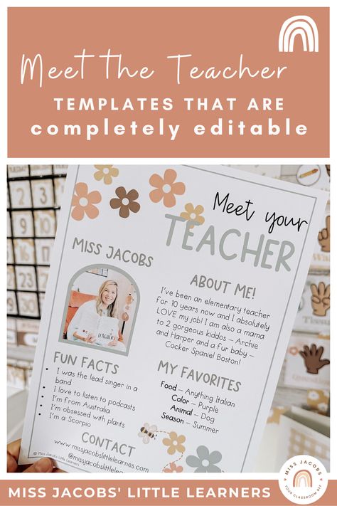 Looking to give your Meet the Teacher night a personal touch? Our comprehensive, customizable 'Meet the Teacher Templates' are just what you need! With our editable templates, create a fun and informative atmosphere that engages parents and children alike. Make a lasting impression on parents by offering a memorable and organized experience. Click shop our full line. Meet The Daycare Teacher, Meet The Teacher Letter Template Free, Meet The Teacher Examples, Meet Your Teacher Template Free, Preschool Meet The Teacher Ideas, Parent Teacher Meeting Ideas, Meet The Teacher Template Editable Free, Preschool Yearbook, Meet Your Teacher