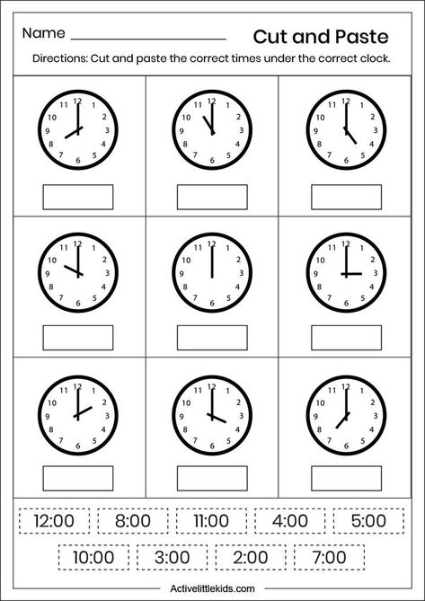 Free clock worksheets for kindergarten Kindergarten Telling Time, Math Clock, Clock Worksheets, Kindergarten Math Worksheets Free, Fun Worksheets For Kids, Book Clock, Telling Time Worksheets, Kindergarten Worksheets Free Printables, Math Sheets