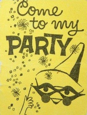 Vintage party invitation 60s Invitation Design, 25th Birthday Invite, Vintage Prom Decor, Funny Party Invitations, Vintage Party Invitations, Vintage Birthday Aesthetic, 70s Graphic Design, Vintage Birthday Party Invitations, Vintage Birthday Invitations