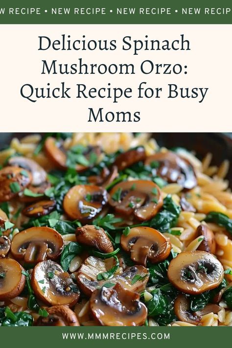 Thank you for being here! Busy moms, this quick spinach mushroom orzo is a lifesaver! A one-pot meal that’s packed with rich, savory flavors and ready in no time. Your family will love it, and you'll appreciate the simplicity. Try it tonight and enjoy the ease! Mushroom Orzo Recipes, Mushroom Orzo, Orzo Recipe, Spinach Mushroom, Orzo Recipes, Dinner Entrees, Spinach Recipes, Spinach Stuffed Mushrooms, Spinach And Cheese