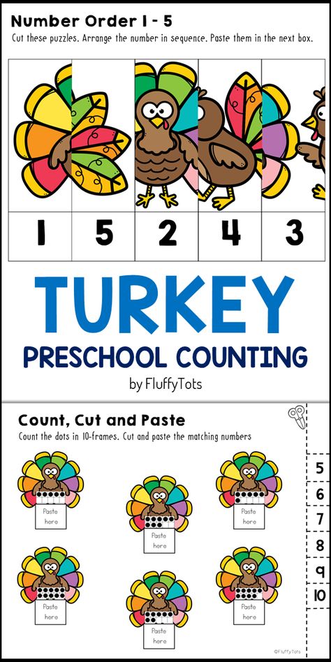 Thanksgiving Manipulatives For Preschool, Turkey Numbers Preschool, Turkeys Preschool Activities, Pre K November Activities, Preschool Turkey Theme, 10 Fat Turkeys Activities Preschool, Thanksgiving Math Activities Preschool, Thanksgiving Pre K Activities, Turkey Preschool Activities