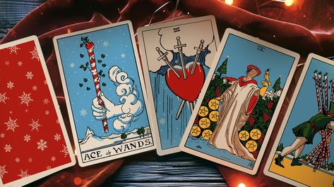 The RWS Christmas Tarot Deck by Matt Green — Kickstarter Christmas Tarot, Witchcraft Decor, Wiccan Art, Compass Icon, The Spirit Of Christmas, Clock Icon, Moody Art, Spirit Of Christmas, Brand Assets