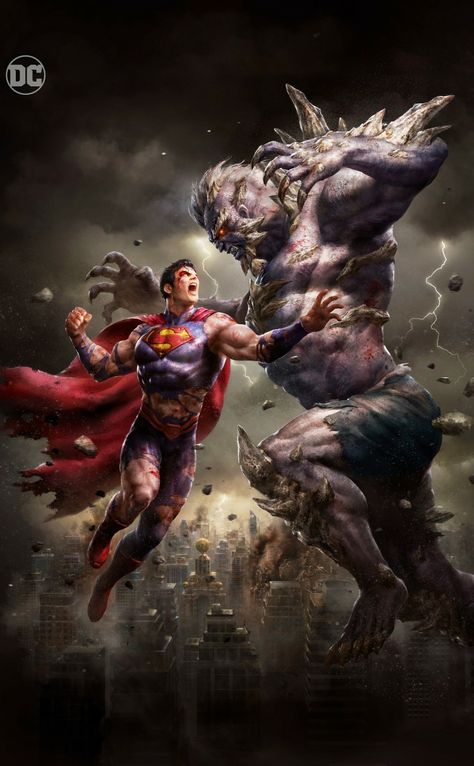 Superman x Apocalipse de Alon Chou Superman Vs Doomsday, Superman Doomsday, Poster Marvel, Superman Artwork, Superman Wallpaper, Dc Comics Wallpaper, Superman Art, Superman Comic, Univers Dc