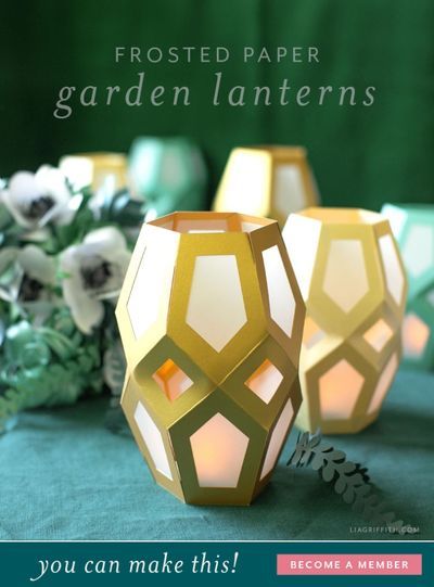 These paper geometric lanterns make such fun table decor for a backyard barbecue. Or punch holes at the top to string along some bakers twine or ribbon. #diywedding Geometric Garden, Paper Globe, Geometric Lantern, Paper Flowers Wedding, Garden Lanterns, Wedding Crafts Diy, How To Make Lanterns, Diy Templates, Felting Tutorials