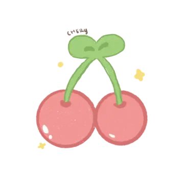 Png Drawing Cute, Cherry Doodle Cute, Cherry Cartoon Drawing, Easy Cherry Drawing, Cute Drawings Of Fruit, Fruit Drawing Cute, Cute Drawings Of Food, Cute Fruits Drawings, Cute Drawings Pink