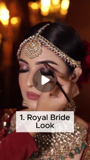 Shiny Glow Makeup Studio on Instagram: "Book Your Appointment Today 🪄💎 . . Here's the 5 most viral bridal looks: 1. Royal Bride Look 2. Glass Skin Nude Bride Look 3. Bollywood Bride Look  4. Rajasthani Bride Look  5. Signature Bride Look . . . #royalbride #glassskinmakeup #bollywoodbride #rajasthanibride #signaturebride #makeuplook #viralmakeup #explore" Golden Gown Makeup Look, Royal Bridal Makeup Look Indian, Self Bridal Makeup Indian, Bridal Makeup Indian Wedding Hindu, 90s Bridal Makeup, Soft Glam Bridal Makeup Indian, Round Face Bridal Makeup, Bridal Nude Makeup, Indian Engagement Makeup Looks