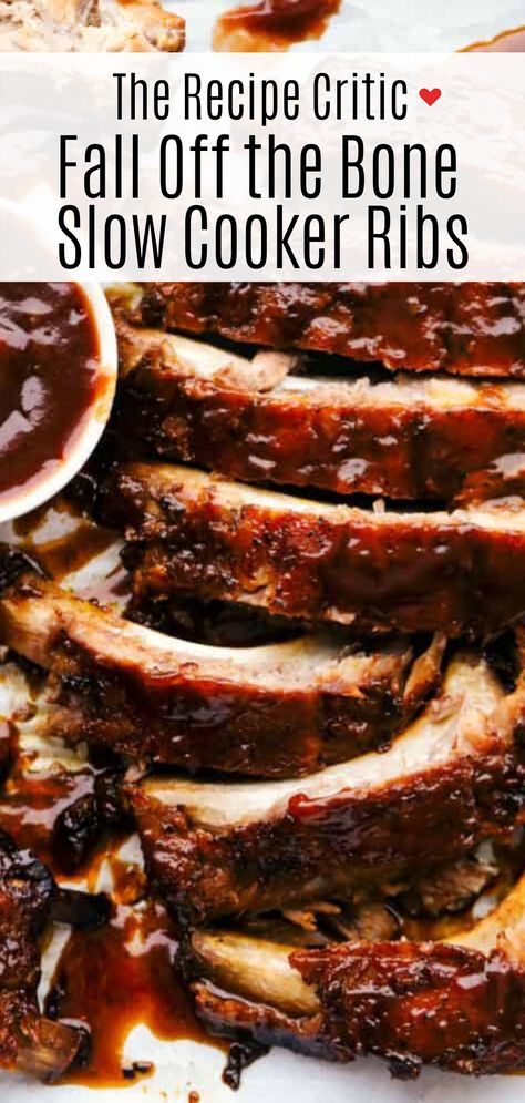 These Slow Cooker ribs are going to melt in your mouth and fall off the bone! They are cooked low and slow so they are perfectly tender and then covered in a sauce that's absolutely to die for! Slow Cooker Ribs Recipe, Short Ribs Slow Cooker, Crockpot Ribs, Slow Cooker Ribs, Pork Rib Recipes, Bbq Sauce Homemade, Slow Cooker Pork, Spare Ribs, Crock Pot Slow Cooker