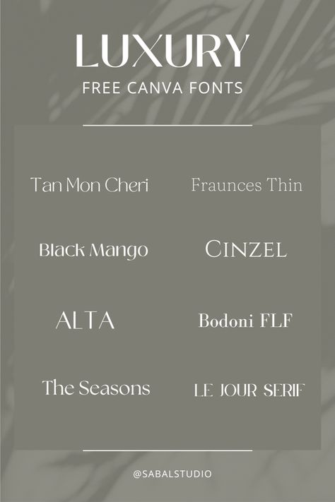 Free Canva fonts for luxury branding. These 7 aesthetic fonts in Canva will elevate your brand and take your marketing designs to the next level ✨ #scriptfont #calligraphy #typography #fontlover #texteffects #graphicdesign Best Canva Fonts Pairing, Canva Luxury Fonts, Luxury Canva Fonts, Luxury Font Pairing, Luxury Fonts Typography, Luxury Fonts Branding, Font Pairings Canva, Free Canva Font Pairings, Canva Aesthetic Font