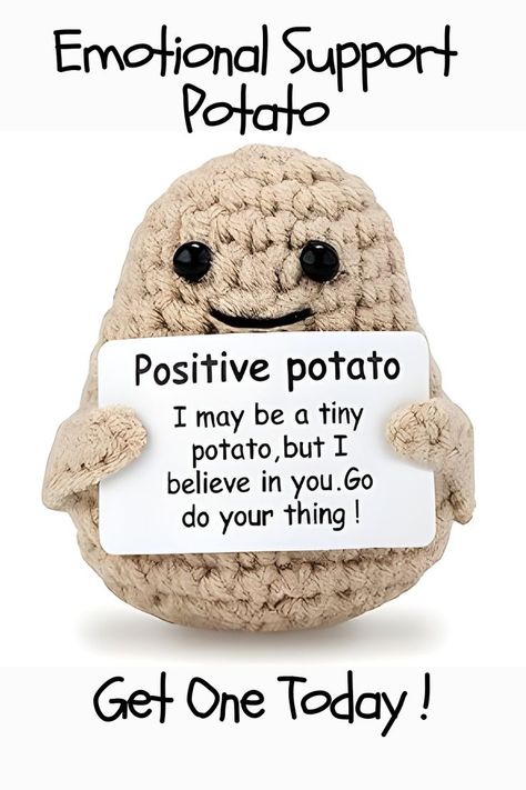 Funny Positive Potato Crochet Dolls - Cute Room Decor Knitted Toys Positive Cards Crochet Doll Emotional Support Plush Crochet Gift Home Decor Inspirational Gifts for Her Unique Birthday Gifts for Men Positive Potato Crochet, Potato Crochet, Funny Crochet Gifts, Positive Cards, Positive Potato, Room Decor For Men, Potato Funny, Plush Crochet, Birthday Gifts For Men