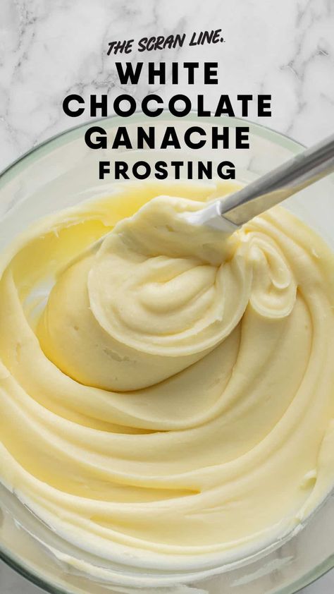 Bundt Cake Drip Frosting, White Chocolate Cream Cheese Ganache, How To Make White Chocolate Ganache, Buttercream Ganache Frosting, Butter Ganache Frosting, White Ganache Frosting, Vanilla Bean Ganache, Vanilla Ganache Recipe, White Ganache Recipe