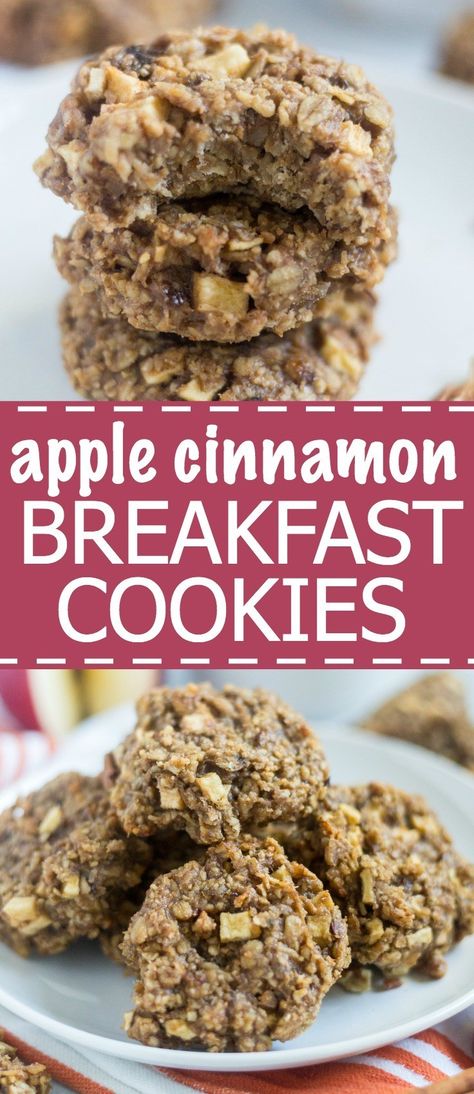 Oatmeal breakfast cookies with cinnamon and apples! These healthy cookies are made with oats, cashew butter, apples, cinnamon and they only need one bowl! They're a healthy make ahead breakfast for sure! Apple Cinnamon Breakfast, Breakfast Cinnamon, Healthy Make Ahead Breakfast, Oatmeal Breakfast Cookies, Cinnamon Breakfast, Apples Cinnamon, Apple Cinnamon Oatmeal, Apple Breakfast, Cookies Healthy