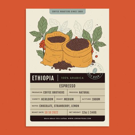 Free Vector | Hand drawn coffee label template Coffee Labels Design, Coffee Label Design, Instagram Story Ads, Coffee Pack, Chocolate Labels, Tea Packaging Design, Coffee Label, Coffee Roastery, Coffee Business