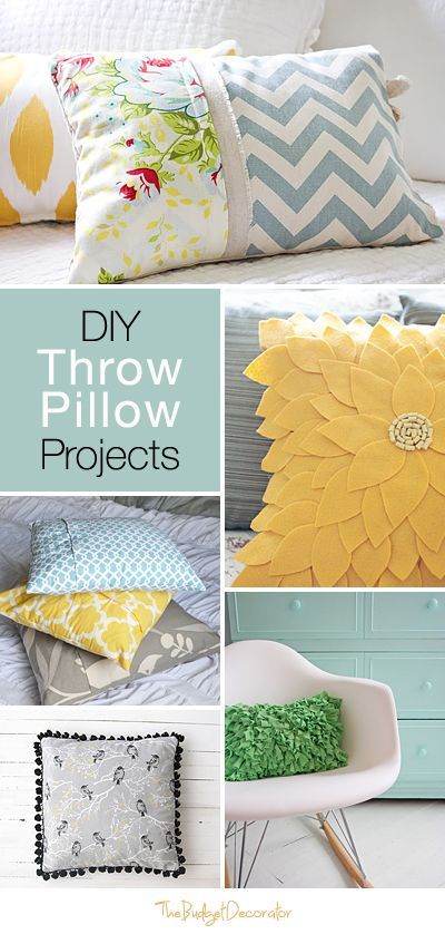 DIY Throw Pillow Projects • Great Ideas & Tutorials on how to make a throw pillow! Diy Decor Pillows Ideas, Diy Decorative Pillows Ideas, Throw Pillows Diy Ideas, Creative Pillows Diy, Bedroom Pillow Ideas, Pillowcases Ideas, Pillows Diy Ideas, Pillow Diy Ideas, Statement Pillows