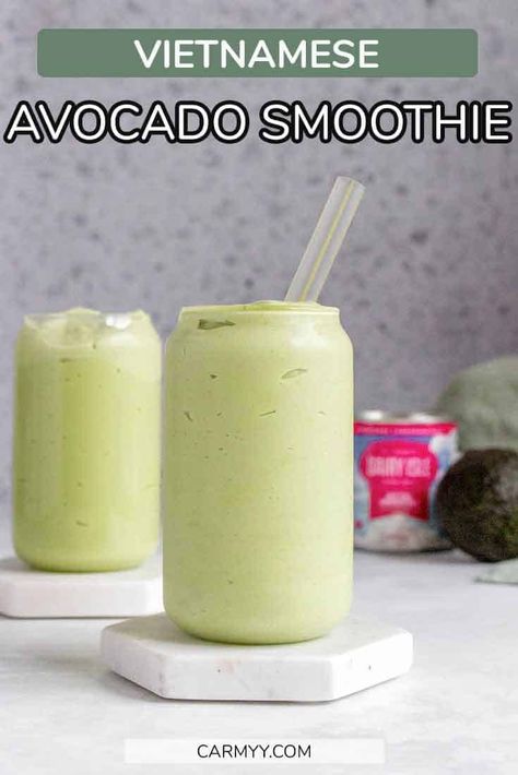 Avocado Protein Smoothie, Vietnamese Avocado Smoothie, Avacodo Smoothie, Avocado Smoothie Recipes, Avocado Drink, Avocado Milkshake, Boba Smoothie, Avocado Shake, Avocado Snack