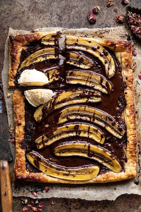 Banana Galette, Chocolate Scones, Warm Chocolate, Special Desserts, Banana Chocolate, Läcker Mat, Half Baked Harvest, Chocolate Dessert, Banana Recipes