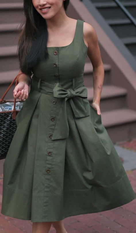 Olive Colour Dress, Green Dresses Casual, Green Dress Outfit Casual, Olive Green Dress Casual, Olive Green Outfits, Olive Green Dress Outfit, Olive Color Dress, Green Dress Party, Casual Green Dress