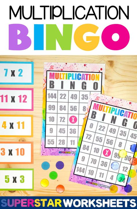 Our FREE Multiplication Bingo printables are the perfect way for students to practice and memorize math facts. Printables work well with early students. Boards represent all single-digit facts 0-12. #multiplicationbingo #bingo #mathfactpractice #multiply #multiplicationfacts #bingoforlearning #mathfactbingo Fifth Grade Math Games Free, Maths Board Games, Multiplication Math Games, Multiplication Games Free, Multiplication Bingo, Math Worksheets For Kids, Cc Essentials, Multiplication Cards, Easy Math Activities