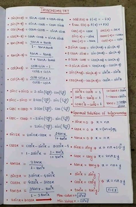 Trigonometry Chart, Trigonometry Table, Trigonometry Notes, Trigonometry Cheat Sheet, Trigonometry Formulas, Math Trigonometry, Schul Survival Kits, Notes College, Sin Cos