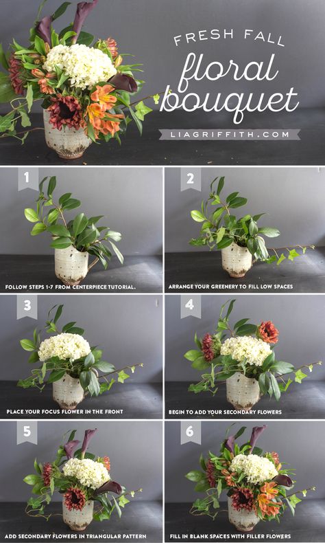 How To Style a Fresh Flower Centerpiece - Lia Griffith Flower Arrangements How To, Flower Arrangements Fake Flowers, Faux Flower Centerpiece Dining Room, Easy Floral Arrangements Simple, Simple Fall Arrangements Floral Design, Diy Flower Arrangements Wedding Bridal Bouquets Table Centerpieces, Fall Fresh Floral Arrangements, Floral Arranging For Beginners, Floral Arrangements Tutorials