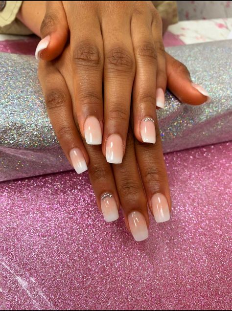 Nails With Small Diamonds, Ombre Bridal Nails, Shaadi Aesthetic, Bridal Nails French, Peach Colored Nails, Sns Nails Designs, Baby Boomers Nails, Cruise Nails, Nail Glam