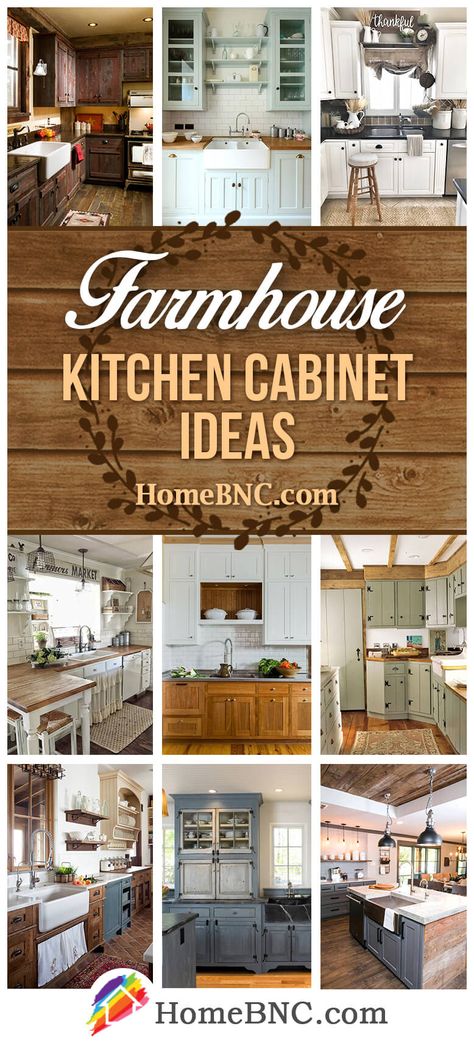 Farmhouse Style Kitchen Cabinets, Dapur Rustic, Farmhouse Kitchen Cabinet, Country Kitchen Cabinets, Farmhouse Cabinets, Kitchen Cabinet Ideas, Painted Kitchen Cabinets Colors, Rustic Kitchen Cabinets, Kabinet Dapur