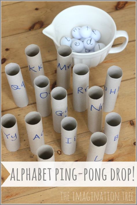 Super creative! Alphabet ping-pong drop literacy game. {Imagination Tree} Oppgaver For Barn, Teacher Crafts, Crafts Summer, Imagination Tree, Literacy Games, Abc Activities, Alphabet Games, Preschool Literacy, Creative Curriculum