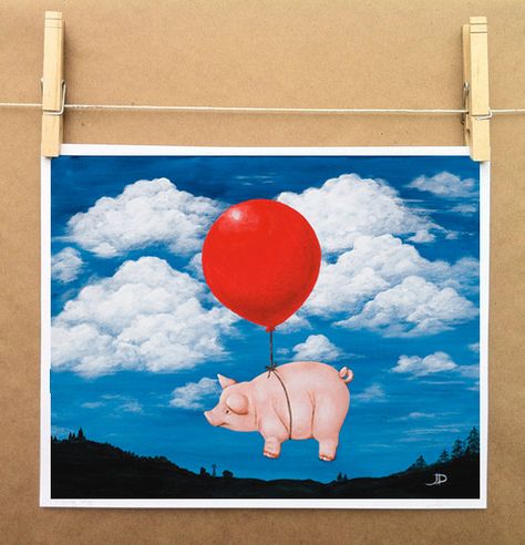 Flying Pig Painting, Flying Pigs Art, Pig Oil, Pig Tattoo, Flying Pigs, Cubist Paintings, Pig Painting, When Pigs Fly, Pig Crafts