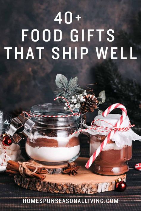 Savor the joy of giving with a delectable array of edible food gifts that are perfect for sending to loved ones near and far. Whether it's a birthday, a special occasion, or just a thoughtful gesture, these treats are not only delicious but also designed to withstand the journey through the mail. From gourmet cookies to preserves these gifts capture the essence of homemade goodness and love! Savoury Christmas Gifts, Homemade Holiday Food Gifts, Homemade Christmas Gifts Edible, Diy Jar Christmas Gifts, Xmas Food Gifts Homemade, Christmas Snack Box Ideas, Christmas Treats To Mail, Food Christmas Gift Ideas, Christmas Edible Gift Ideas