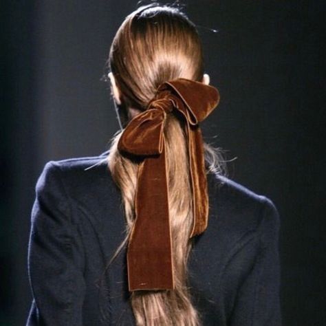 Cabelo Pin Up, Gaultier Couture, Leonor Greyl, Velvet Bows, Bow Style, Hair Ponytail, Velvet Hair, Hair Ribbon, Brown Velvet