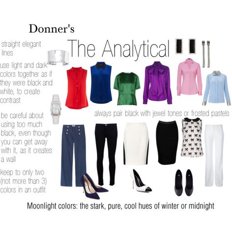 Donners The Analytical Type 4 by expressingyourtruth on Polyvore, Color For Body & Soul, Donner 1983, http://astore.amazon.com/expressingyourtruth-20/detail/096317780X Blog Types, Dyt Type 4, Cool Winter Color Palette, Dyt Type 4 Clothes, Deep Winter Colors, Winter Color Palette, Seasonal Color Analysis, Wardrobe Planning, Bright Winter