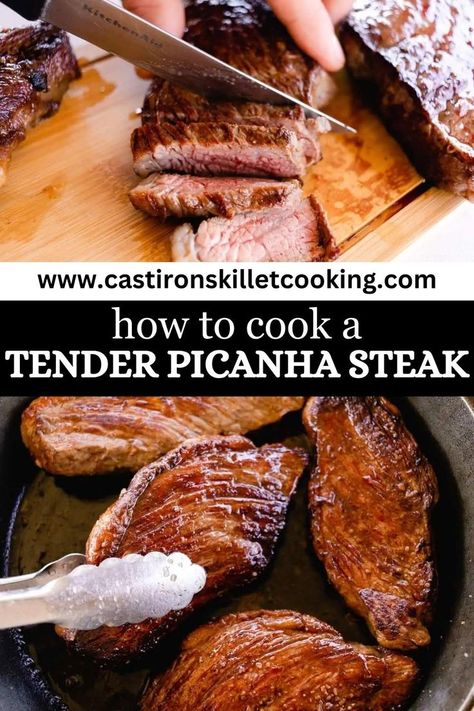 Picanha Steak Recipe, Top Sirloin Cap, Sirloin Cap, Picanha Steak, Cast Iron Skillet Cooking, Top Sirloin, Veal Recipes, Top Sirloin Steak, Brisket Recipes