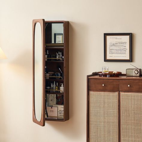 Dressing Cabinet With Mirror, Mirror Storage Full Length, Mirror With Storage Full Length, Full Length Mirror With Storage, Graceful Aesthetic, Mirror With Storage, Organised Storage, Dressing Unit, Kitchen Wall Storage