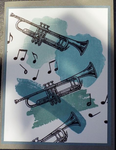 Happy birthday - Trumpet - Scrapbook.com Trumpet Birthday Card, Trumpet Gifts, Music Cards, Cross Country Jumps, Hand Lettering Cards, Musical Theme, Musical Art, Birthday Cards For Men, Music Themed