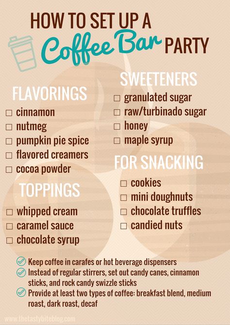 Tips for Setting Up An AWESOME Coffee Bar Party - The Tasty Bite Hot Beverage Dispenser, Coffee Bar Party, Cocoa Powder Cookies, Hosting Occasions, Coffee Party, Cha Bar, Home Coffee Stations, Hot Cocoa Bar, Tea Bar