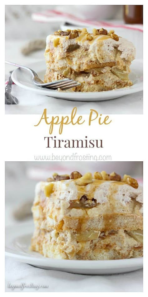 Apple Pie Tiramisu Tiramisu Recept, Spiced Whipped Cream, Baked Apple Dessert, Tiramisu Dessert, Apple Pie Filling, Apple Pie Spice, Tiramisu Recipe, Marlene Dietrich, Think Food