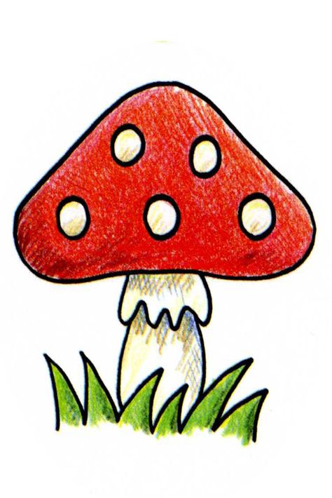 mushroom Toadstool Drawing, Mushroom Drawing Simple, Menu Designs, Mushroom Drawing, Drawing Simple, Learn Embroidery, Simple Colors, Menu Design, Stuffed Mushrooms