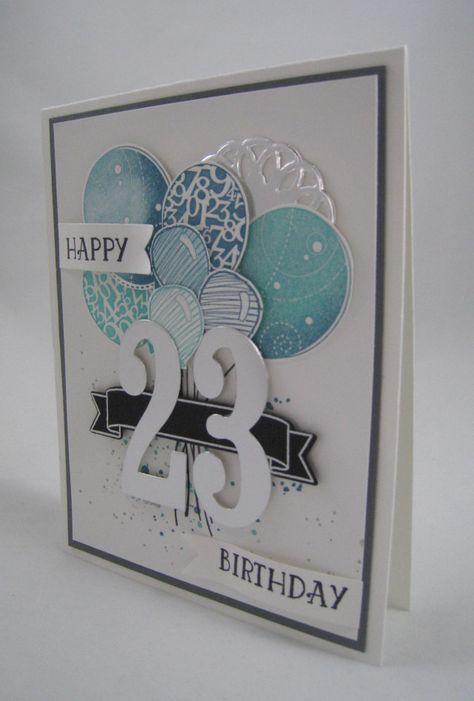 IMG_7032 Stampin Up Birthday Cards, 21st Birthday Cards, 23rd Birthday, Bday Cards, Father In Law, Birthday Numbers, Birthday Cards Diy, Stamping Up Cards, Happy Birthday Card