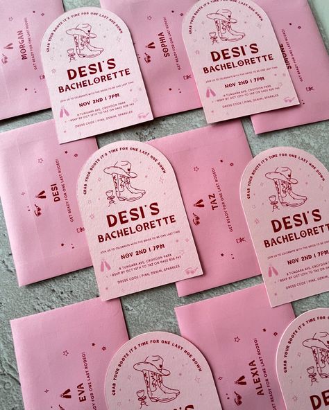 Getting rowdy for Desi’s last rodeo 🤠 So much to love about this super fun design! Starting with the classic combo of pink & red then adding in a theme that screams fun! 🩷❤️ But our favourite part? The custom envelopes to get the theming and party started straight away 😍 Celebrating an event & want to make an impact from the outset? We’d love to hear from you! #madebyjdesigns #cowgirlstyle #disco #graphicdesign #adelaidedesign #adelaidedesign #bachelorette #hensparty #bridalshower ... Last Rodeo, The Outset, Custom Envelopes, Make An Impact, Cowgirl Style, Dress Codes, Rodeo, Pink Red, Desi