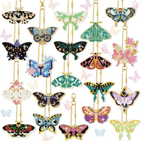 PRICES MAY VARY. Satisfy Your Decoration Needs: you will receive 20 pieces of butterfly diamond painting keychain kits, which includes diamond painting stylus, colorful gems, key ring, gem tray and wax square, sufficient and diverse in styles and quantities, enough to meet your colorful creative ideas Floral and Butterfly Design: our 5D butterfly diamond ornaments adopt classic and cute butterfly elements, coming in black, green, pink, blue and purple, bright colors and cute design, easy to attr Diamond Ornaments, Diy Crafts Decor, Painting Keychain, Art Keychain, Crafts Decor, Butterfly Painting, Diy Decor Crafts, Ornament Kit, Butterfly Ring