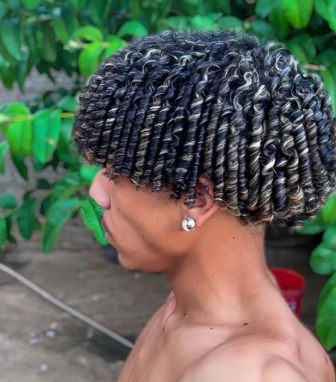 Mens Finger Curls, Mens Coils, Coil Hair Men, Finger Coiling Curly Hair, Finger Coils Men, Golden Locs, Twist Hair Men, Big Loose Curls, Hair Twists Black