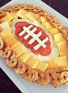 Pretzel Crisps® Football Cheese Platter - Pretzel Crisps® Football Themed Food, Football Season Food, Football Treats, Football Party Foods, Pretzel Crisps, Bowl Party Food, Football Snacks, Football Party Food, Tailgating Recipes