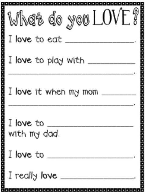 What do you love writing prompt Kindergarten February, February Classroom, Kindergarten Valentines, February Activity, February Ideas, February Valentines, Preschool Valentines, Valentine Activities, Valentine Theme