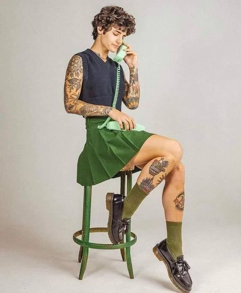 Vasiliki Halastaras, Vas Hal, Mode Queer, Gay Outfits, Genderqueer Fashion, Guys In Skirts, Hear Your Voice, Gender Fluid Fashion, Gay Outfit