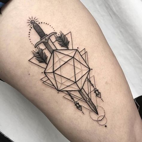 Dnd Line Art, Dnd Tattoos, Tyler Tattoo, Dice Tattoos, Tattoo Elements, Dice Tattoo, Ouroboros Tattoo, Nerdy Tattoos, Animal Geometric